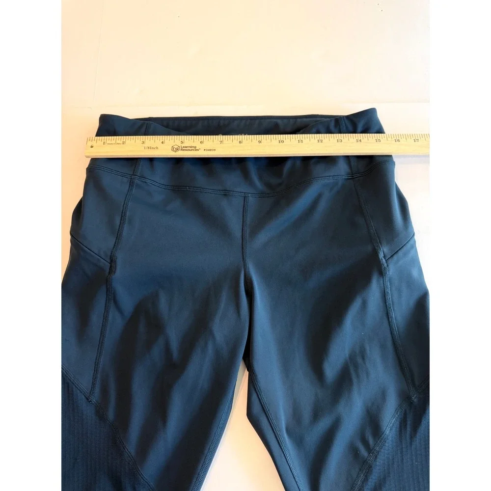 Athleta Be Free Leggings  Navy Blue Mesh Pockets Capri Large‎